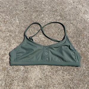 Xhilaration Swim Women Size Medium Green Ribbed Crossback Bikini Top Faux Button